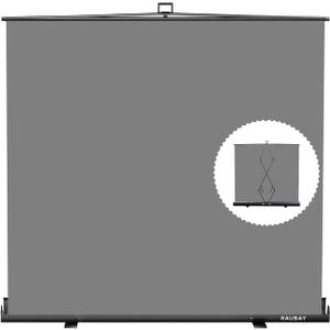 Wider Style RAUBAY 78.7 x 82.7in Large Collapsible Gray Backdrop Screen Portable Retractable Panel Photo Gray Background with Stand for Video Conference, Photographic Studio, Streaming (Grey)