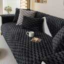 Rabbit Plush Sofa Cover,Non-Slip Faux Fur Couch Cover,Warm Sofa Cover Fuzzy Furry Sofa Slipcover Furniture ProtectorBlack 36"x63"Loveseat Sofa Cover