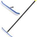 Pool Brush with Pole,4 FT Polished Aluminum Back Pool Scrub Brush Head Designed for Cleans Walls, Tiles & Floors, Nylon Bristles Algae Pool Brush Head with EZ Clips