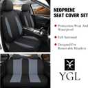 YGL Car Seat Covers for Front Seats,Waterproof Seat Covers for Cars,Durable Neoprene Car Seat Protectors,Interior Covers for Cars,Sedan Van Truck SUV(Black/Gray)