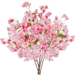 Artificial Cherry Blossom Branches 27 5 Pcs Faux Cherry Flowers for Vase Pink Fake Silk Flowers Artificial for Decoration Spring Peach Bouquet Table Centerpiece Decor Home Wedding Kitchen Garden