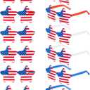 12/20/36 Pack 4th of July Star/Heart Sunglasses Patriotic Party | Red white blue sunglasses for pool parties, fireworks, parades, photo props, and Independence Day fun (Red)