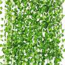 CQURE 36 Pack 252Ft Artificial Ivy Garland, Green Silk Leaves, 1.5-1.8 Inch Diameter, 7 FT Long Vines, 80 Leaves Each, Decor for Weddings, Home, Garden
