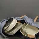 Kikcoin 16Pcs Pots and Pans Set Nonstick Ceramic Cookware Sets Induction Kitchen Cooking Set Non toxic Healthy Non Stick w/Grill Pan,Saute Pan, Ceramic White