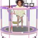 LANGXUN 60" Trampoline for Kids, 5ft Toddler Mini 6-in-1 Trampoline Indoor Outdoor with Swing, Basketball Hoop, Dart Board, Rings, Christmas Toys Birthday Gifts for Girls Boys