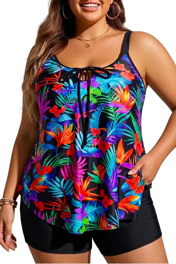 Daci Women Plus Size Tankini Swimsuit - 2 Piece Flowy Plus Size Bathing Suits and Shorts with Pockets 2025, 26W