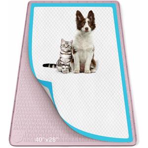 Pee Pad Holder for Dogs, 40" x 28" Silicone Pee Tray Mat Leak-Proof, High Edge, No Spill Pet Pad Holder for Puppy, Cat, Rabbit, Training Pads for Floor Protection, No Pee Pads (Pink)