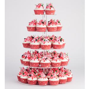 5 Tier Maypole Cupcake Stand, Lager Round Acrylic Cupcake Tree Tower for 50 Cupcakes,Clear Cupcake Holder Display Stand for Wedding Birthday Party Baby Shower Dessert Table- 16 Inch
