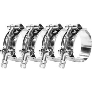 BOTTEN 4 Pack 1.25" T-Bolt Hose Clamp, Clamp Range 41-46mm for 1.25" Hose ID, Hose Clamps Stainless Steel, Hose Clamp Pliers and Clamps Heavy Duty,Rradiator Hose Clamps