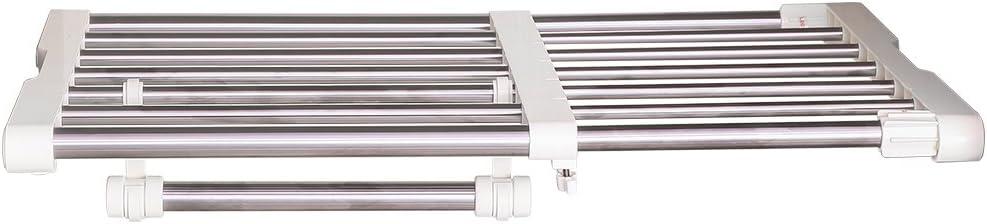 Hershii Closet Tension Shelf Expandable Telescopic Rod Heavy Duty Clothes Hanging Rail Adjustable DIY Storage Organizer Shoe Rack 7-Bar Extention for Garage Bathroom Kitchen Bedroom