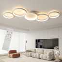 Modern LED Flush Mount Ceiling Light - 55wDimmable Ceiling Light Fixture, 5Rings Ceiling Lamp for Living Room,Bedroom,Dining Room,Office , White 