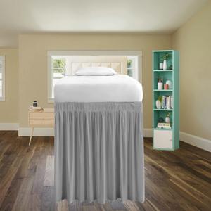 Dorm Room Bed Skirt Twin-XL, Drop 32/35 Inches Breathable and Skin-Friendly, Three-Sided Skirt and No See-Through, Lightweight and Easy to Use (Light Gray, Twin-XL 42" Drop)