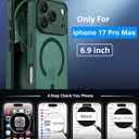 for iPhone 17 Pro Max Case, Compatible with MagSafe, Magnetic Translucent Matte Slim Protective Cover with 1 Screen Protector - Military-Grade Drop Protection (Dark Green)