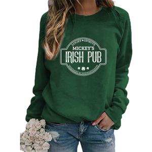 Irish Lucky St Patricks Day Sweatshirts Womens Vintage Leprechaun Graphic Tees (Large)