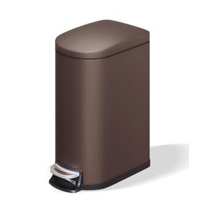 GarveeHome 2.6 Gallon Bathroom Trash Can, Space-Saving Slim Stainless Steel Step-On Garbage Bin with Soft Close Lid, Removable Inner Bucket for Bathroom & Bedroom,Brown