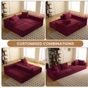 108" L-Shaped Boneless Couch, Modular Sectional Sofa with Moveable Ottoman, Corduroy Cloud Couches for Living Room, No Assembly, Ship in a Box, Red