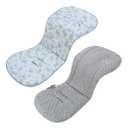 Baby Stroller Cushion,Soft Minky Dotted and Printed Stroller Seat Liner-Reversible Universal Breathable and Soft Newborn Stroller Pad, Cotton Infant Car Seat Insert-82x37cm,1 Pack(Blue Leaves)