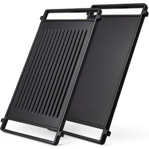 Hiorucet WB31X24998 Cast Iron Griddle Replacement for GE Gas Stove Griddle Plate, JGBS66REKSS Reversible Griddle Flat Top Pan for GE Appliance Gas Range Parts.
