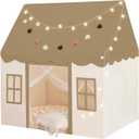 Play Tent with Mat, Star Light Large Kids Playhouse with Windows Easy to Wash, Indoor and Outdoor Play Tents for Kids, Little Dove Toys for Girls, Boys, 47x40x52 (Brown Playhouse, Large Size)