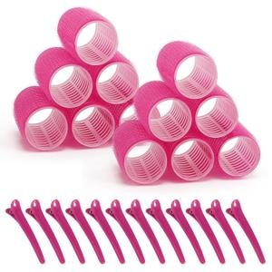 12 Piece Hair Roller Set with Clips, Self Grip Hair Rollers Hair Curler for Long Medium Short Hair, Random Color (3.6cm)
