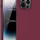 DEENAKIN Compatible with iPhone 14 Pro Case with Screen Protector,Soft Liquid Silicone Gel Rubber Bumper Cover for Women Girls,Slim Fit Shockproof Protective Phone Shell 6.1" Burgundy
