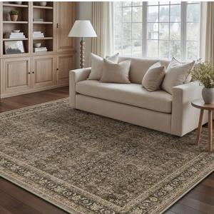 Hargiis Runner Rug Non-Slip TPE Backing Bohemian Area Rug for Hallway Living Room Bedroom Stain Resistant and Pet-Friendly Accent Rug (Bronze 2*8)