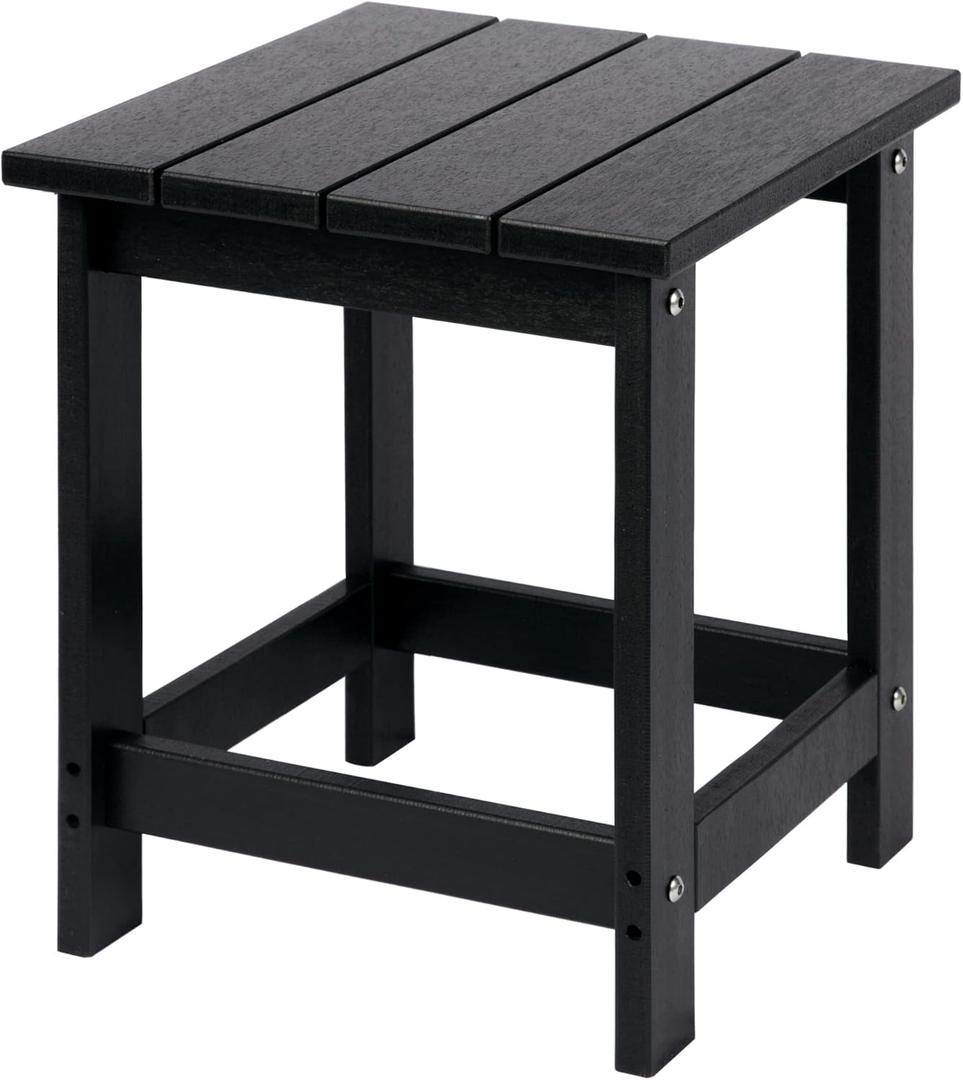 LZRS Adirondack Square Outdoor Side Table, Pool Composite Patio Table,HDPE End Tables for Backyard,Pool, Indoor Companion, Easy Maintenance & Weather Resistant(Black) (a:Square Table)