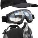 Airsoft Mask with Goggles, Foldable Half Face Airsoft Mesh Mask with Ear Protection for Paintball Shooting Cosplay CS Game