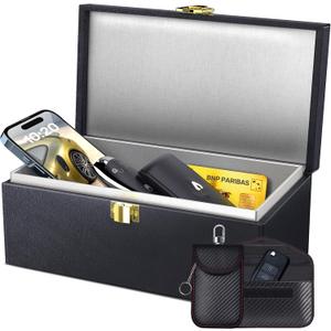 Samfolk Faraday Box with Faraday Bags for Car Keys, Car Key Signal Blocking Box, Keyless Entry Car Key Safe Protector Anti-Theft Shielding Cage (Large)