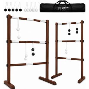 Swooc Games® - Premium Wooden Ladder Ball Game Set (Weather Resistant) - with 10+ Games & Carrying Case - Easy, No Tool Set Up - Premium Ladder Toss Outdoor Game - Backyard Ball Toss Games, Medium