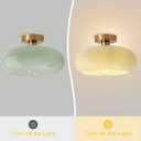 Mid Century Ceiling Light Fixture - Milk Glass Shade, Gold Modern Flush Mount Lamp for Hallway, Dining Room, Kitchen