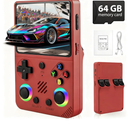 Rhesusco RG36PRO Retro Video Game Console  Support 30000+Classic Games, 64G TF Card, Open Source System, 3.5Inch Screen, 3000mAh Battery, Portable Console for Travel, Gift for Adult or Partner  Red