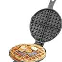 Cast Iron Waffle Maker for Stovetop or Grill, 7 inch Round Waffle Iron, Two Piece Hinged Non-Electric - Quick Heating, Easy Clean
