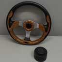 12.5 Inch Boat Steering Wheel with 3/4 Axle Marine Steering Wheel Adapter, Yachts, Pontoon Boats, Brown