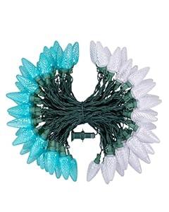 DEWENWILS C9 Red & White Christmas Lights, 33.3ft 50 LED String Lights Waterproof, Indoor/Outdoor Xmas Bulb Light with Hook for House, Xmas Tree, Patio, Garden, Yard, Porch, Green Wire, UL Listed