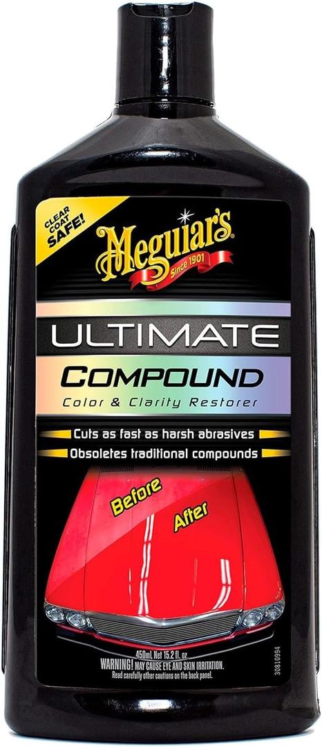 Meguiars Ultimate Compound, Pro-Grade Car Scratch Remover for Paint Correction, Removes Swirls and Defects While Restoring Gloss and Shine, Christmas Gifts for Car Guys, 15.2 Oz