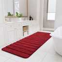 LOCHAS Long Bathroom Rugs Runner, 24" x 70" Large Bath Rug Non Slip Washable, Absorbent Microfiber Bath Mat Luxury Soft, Cozy Bathroom Runner Rug for Shower Quick Dry, Red