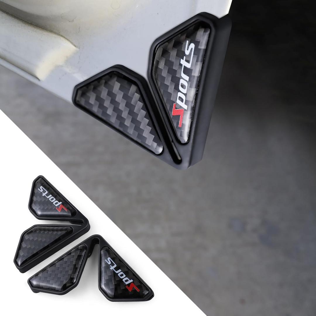 2PCS Car Door Corner Guards, Carbon Fiber Auto Front Door Edge Guards, Anti-Collision Car Door Corner Protector Sticker, Universal Car Accessories Decoration (Black Sport)