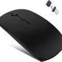 Bluetooth Wireless Mouse Built-in Mouse Jiggler for MacBook Pro MacBook Air Mac Laptop iPad Pro Computer PC,Rechargeable Silent Slim Wireless Mouse(USB-A&USB-C+ Bt5.2/3.0) with Jiggler Mode - Black