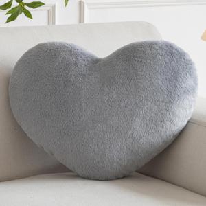 Xiashrk Heart Pillow, Heart Shaped Pillow for Bed Couch, Soft Decorative Heart Throw Pillow, Cute Decorate Pillows, Heart Pillows for Bedroom Living Room (Light Grey, Medium 15.7"x11.8")