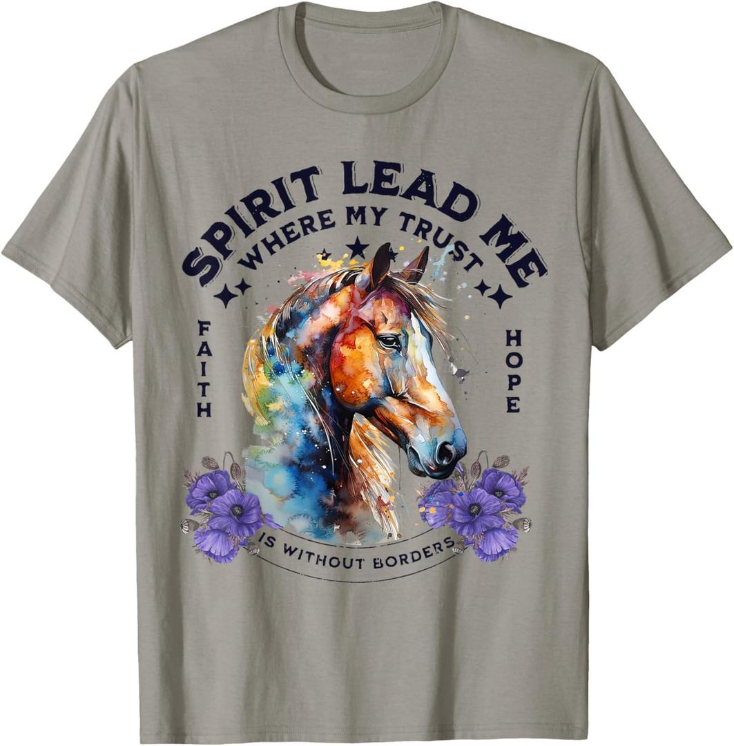 Spirit Lead Me Where My Trust Is Without Borders Christian T-Shirt, Large, Slate Grey 