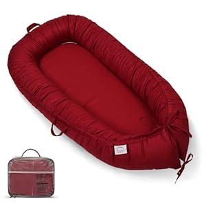 EAQ Baby Lounger, Infant Lounger for Newborn, Portable Baby Nest Cover Breathable & Soft, Newborn Essentials for Baby 0-18 Months, Red