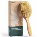 Boar Bristle Hair Brush for Fine Thin Hair  100% Natural Soft Bristle Finishing Brush, Oversized Oval Head, Solid Red Oak Wood Handle for Women Men