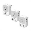 3 Pack European Travel Plug Adapter, TESSAN Type C Charger Plug with 4 Outlets 3 USB (2 USB-C), US to Europe Plug Adapter for Italy, Spain, France, Portugal, Greece, Iceland, Travel Essentials