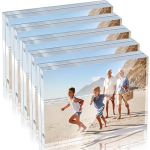 5 Pack 3.5 x 5 inches Acrylic Picture Frame Desktop Frameless Photo Frame Double Sided Transparent Acrylic Frame Clear Horizontal Magnetic Frame for Desk Desktop Display Pictures Holder