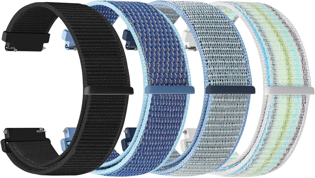 20mm Watch Bands for Garmin Forerunner 55/570 42mm/165/645/245 Music/Garmin Vivoactive 6/Vivoactive 5/3/Garmin Venu/Venu Sq 2 for Men Women, 20mm Watch Straps for Amazfit Active 2/Active (Black+Azure+Lake Blue+Blue Pinstripe)