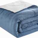CHOSHOME Sherpa Fleece Blanket- Thick Warm Blanket for Winter, Soft Fuzzy Plush Blanket for Bed, Couch, Travel (Navy Blue, King 90" x 108")