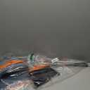 Broom and Dustpan Set for Home, Broom and Dustpan Combo for Office, Long Handle Broom with Upright Standing Dust pan, Indoor & Outdoor Sweeping (Gray & Orange)