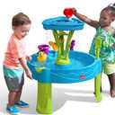Step2 Summer Showers Splash Tower Water Table for Kids, Outdoor Kids Water Sensory Table, Ages 1.5+ Years Old, 8 Piece Water Toy Accessories, Blue & Green