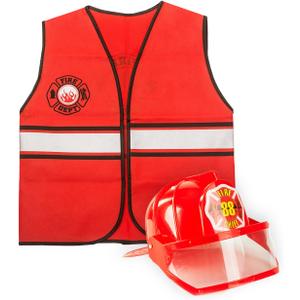 Tigerdoe Fireman Costume - Construction & Occupation Costume (Red Fireman Hat & Vest), One Size